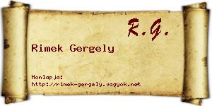 Rimek Gergely névjegykártya